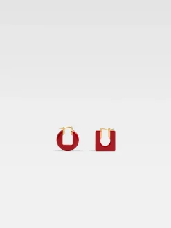 Fashion Jacquemus De Rond Carré oorbellen Red