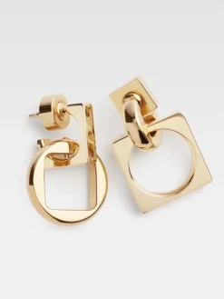 New Jacquemus De Rond Carr&eacute; oorhangers LightGold
