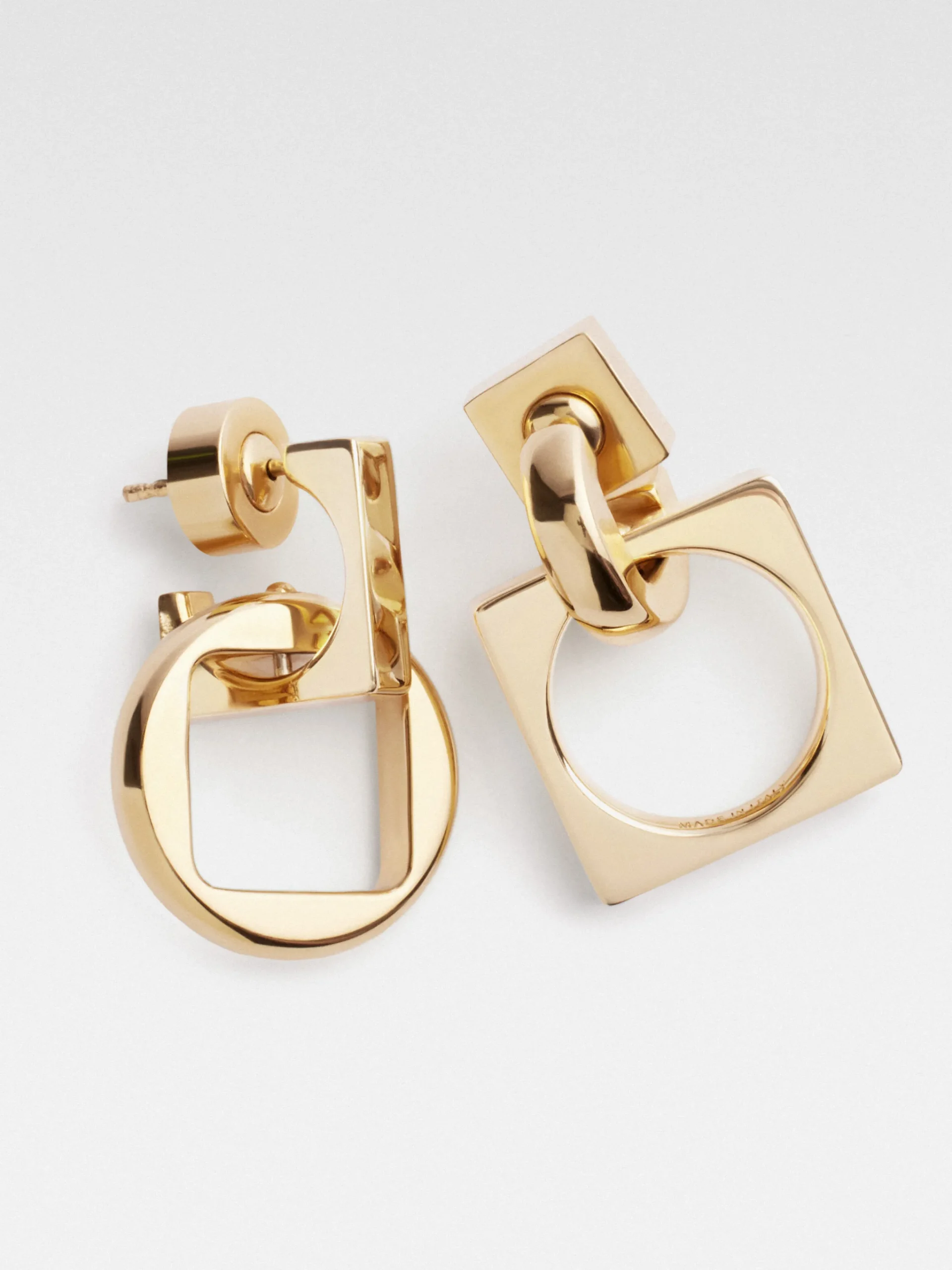 New Jacquemus De Rond Carré oorhangers LightGold