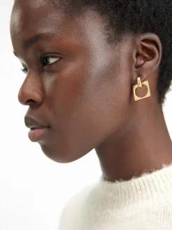 New Jacquemus De Rond Carré oorhangers LightGold
