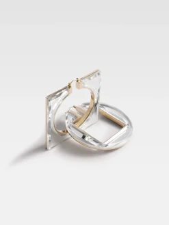 Online Jacquemus De Rond Carr&eacute;-oorringen Silver/Transparent