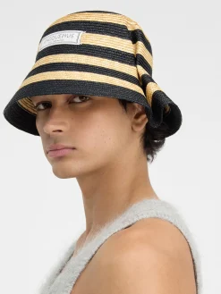 Fashion Jacquemus De Vela hoed Ivory/Black