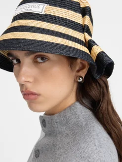 Fashion Jacquemus De Vela hoed Ivory/Black