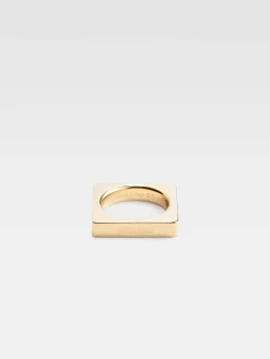 New Jacquemus De vierkante ring LightGold