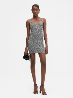 Fashion Jacquemus De Zebra gebreide mini jurk Black&WhiteZebra