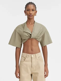 Online Jacquemus Het Bahia T-shirt met korte pasvorm LightKhaki