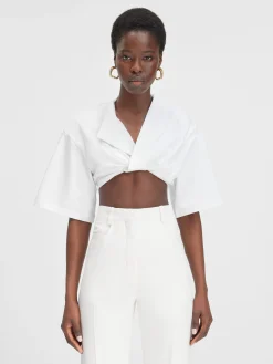 New Jacquemus Het Bahia T-shirt met korte pasvorm White