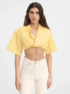 New Jacquemus Het Bahia T-shirt met korte pasvorm LightYellow