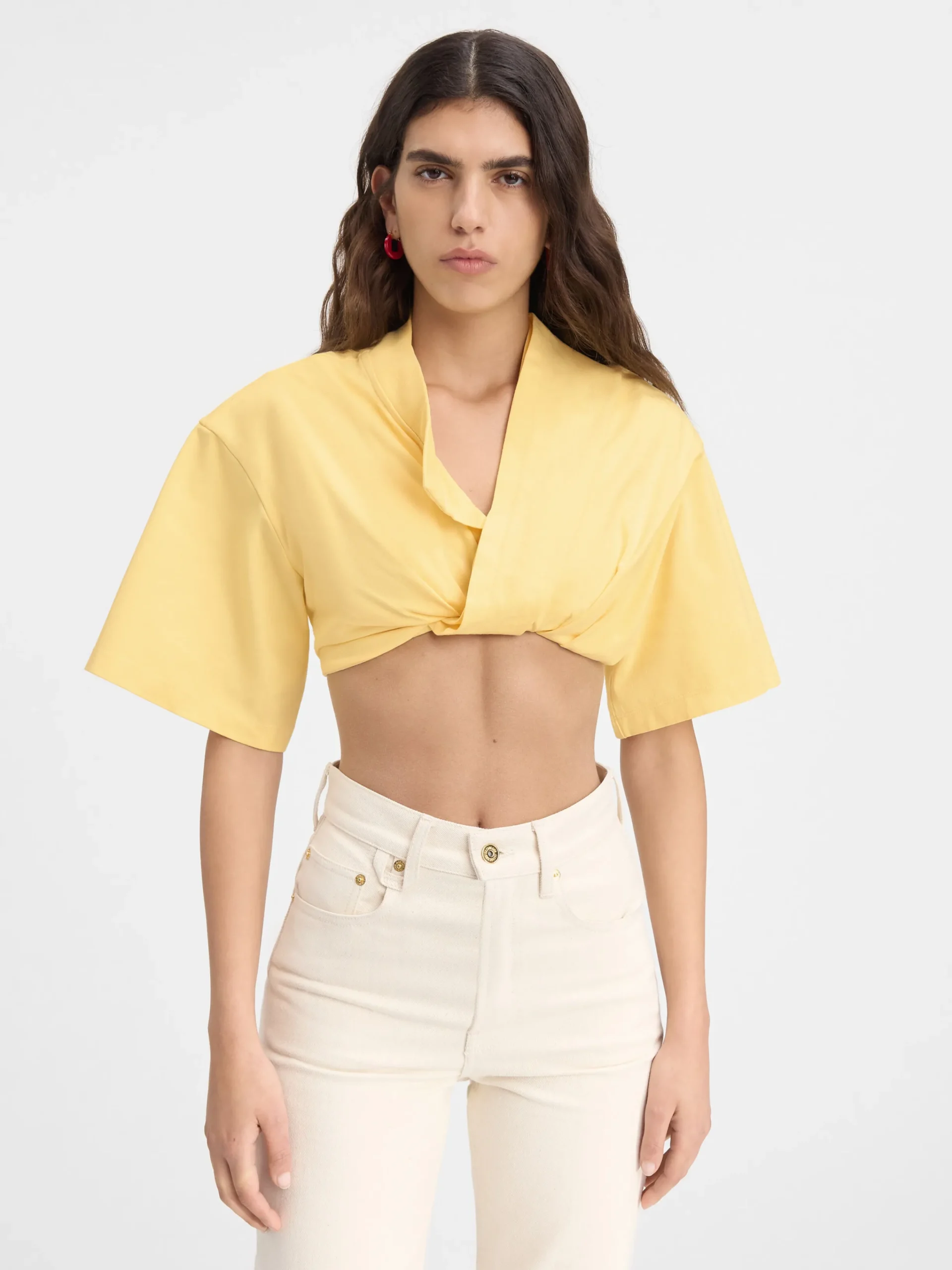 New Jacquemus Het Bahia T-shirt met korte pasvorm LightYellow