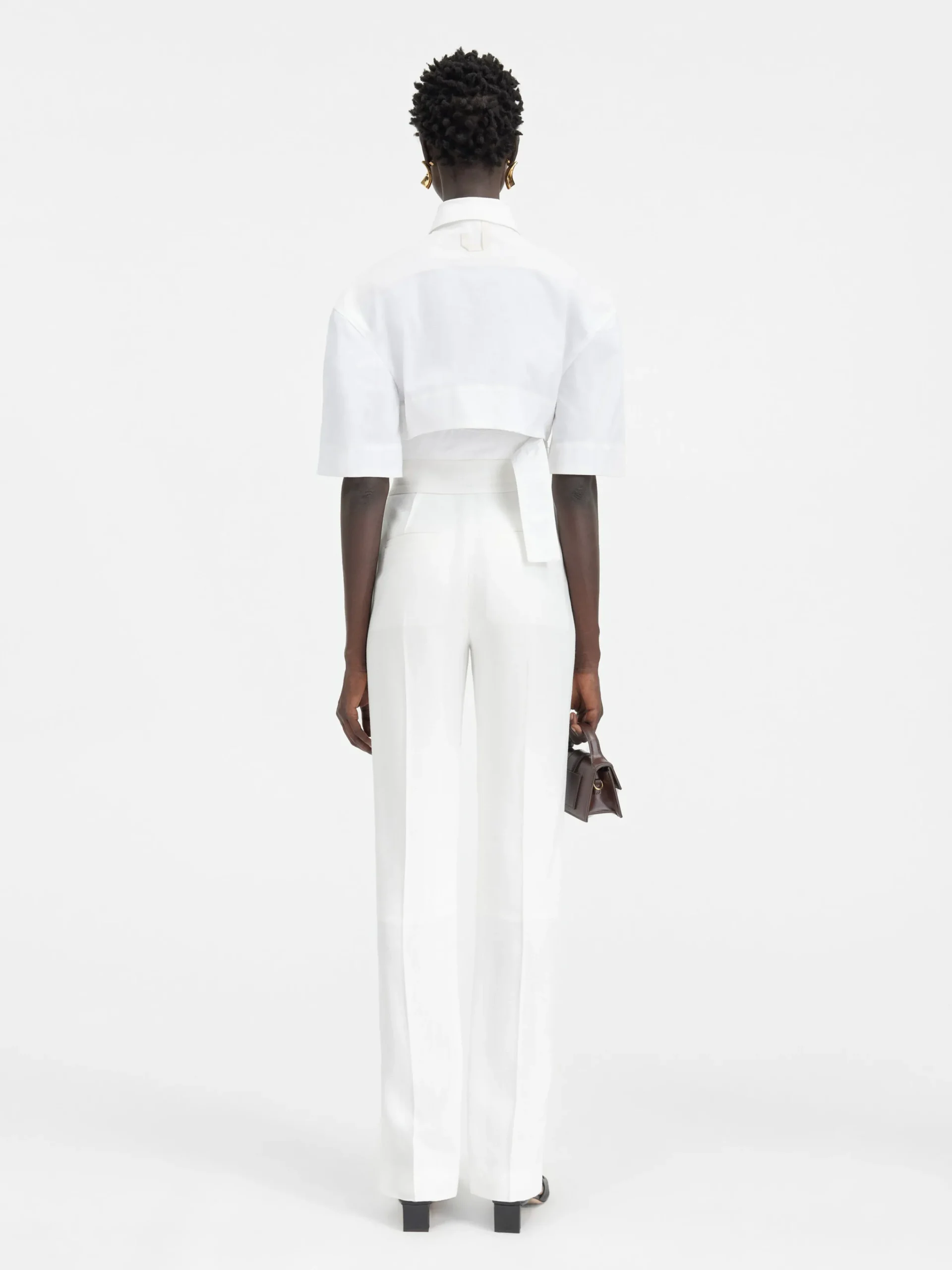Sale Jacquemus Het Bari cropped shirt White