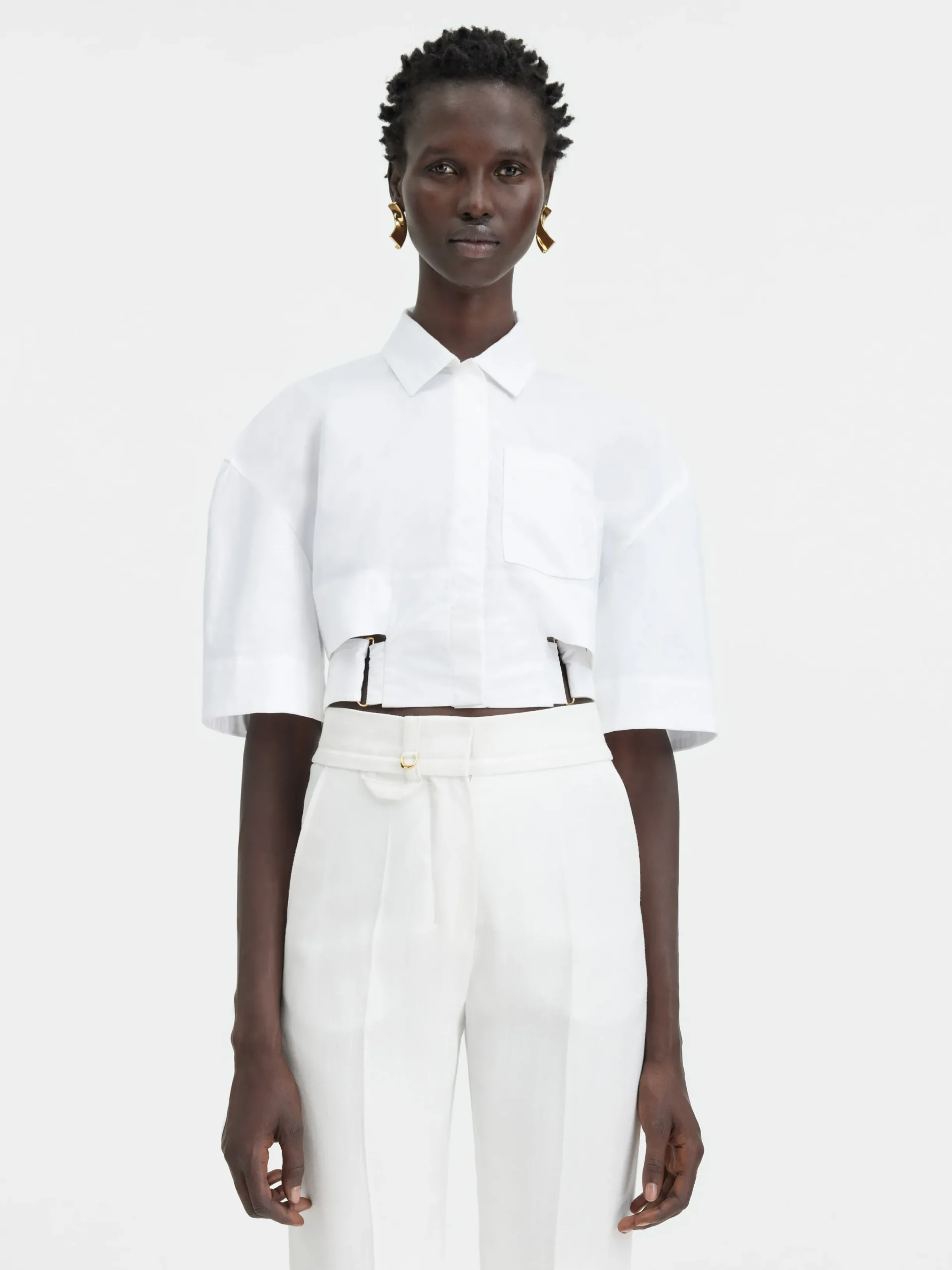Sale Jacquemus Het Bari cropped shirt White