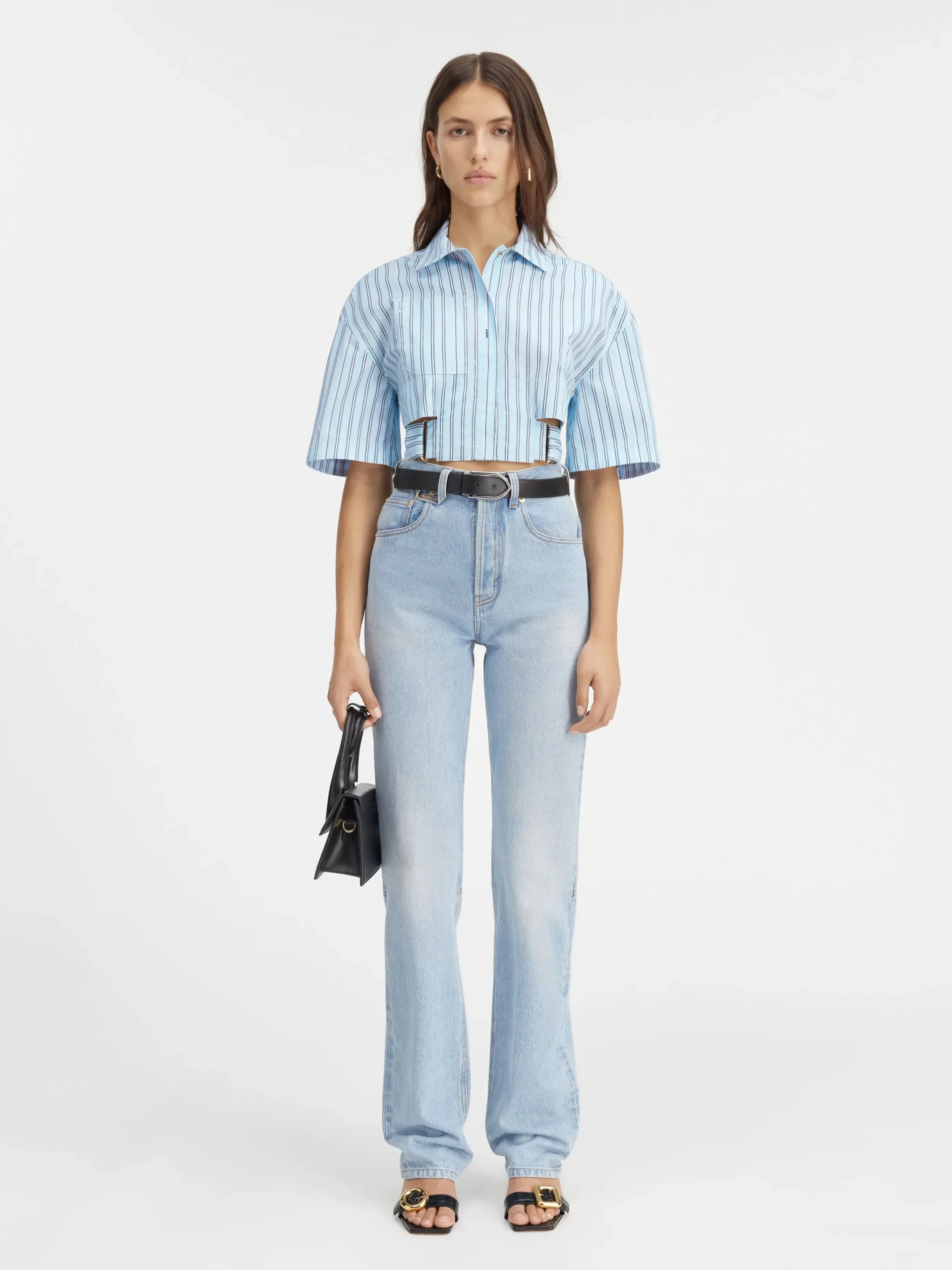 Clearance Jacquemus Het Bari cropped shirt PrintBlueStripes