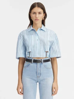 Clearance Jacquemus Het Bari cropped shirt PrintBlueStripes