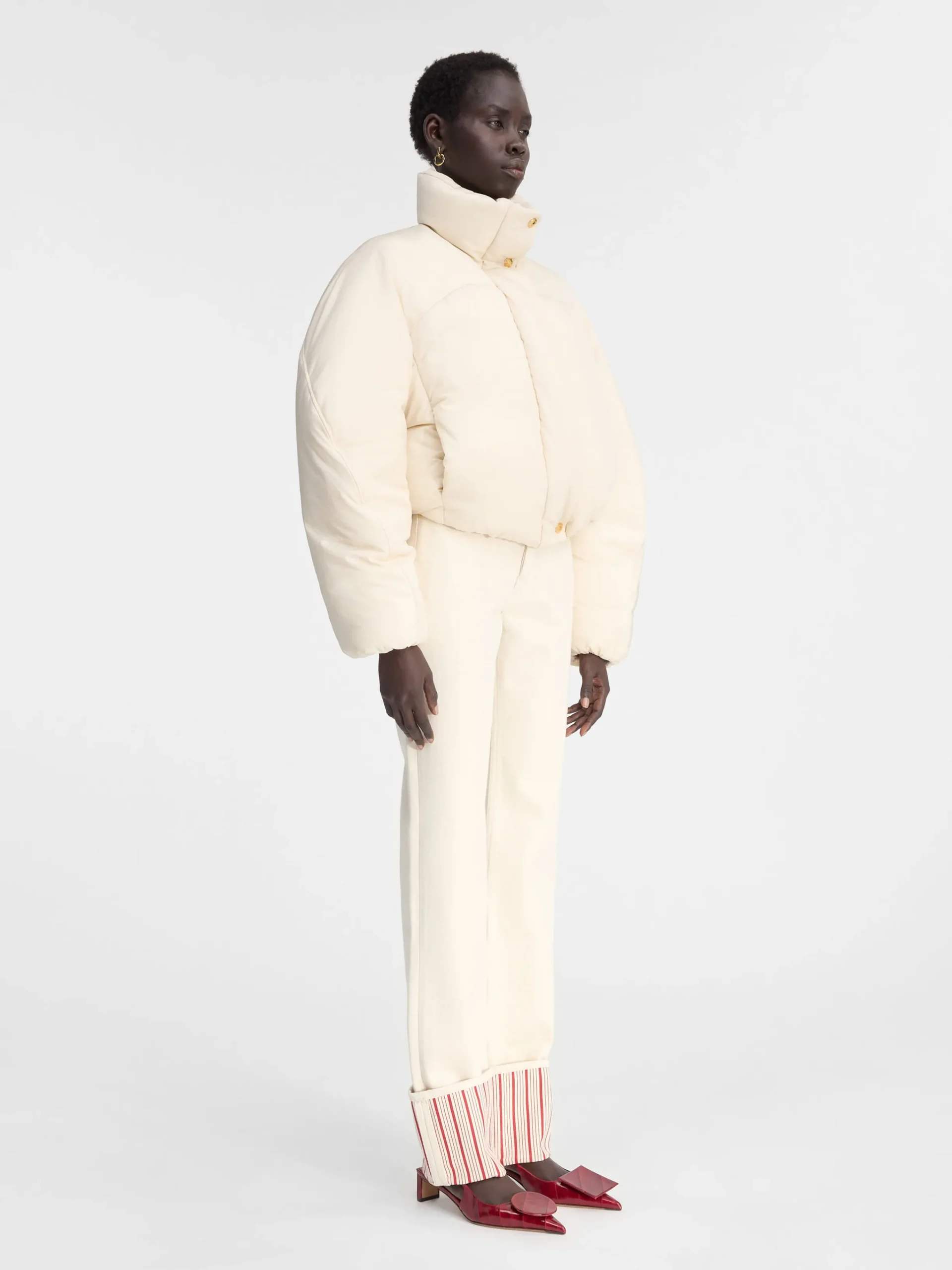 Best Jacquemus Het Caraco cropped gewatteerde jasje Off-White