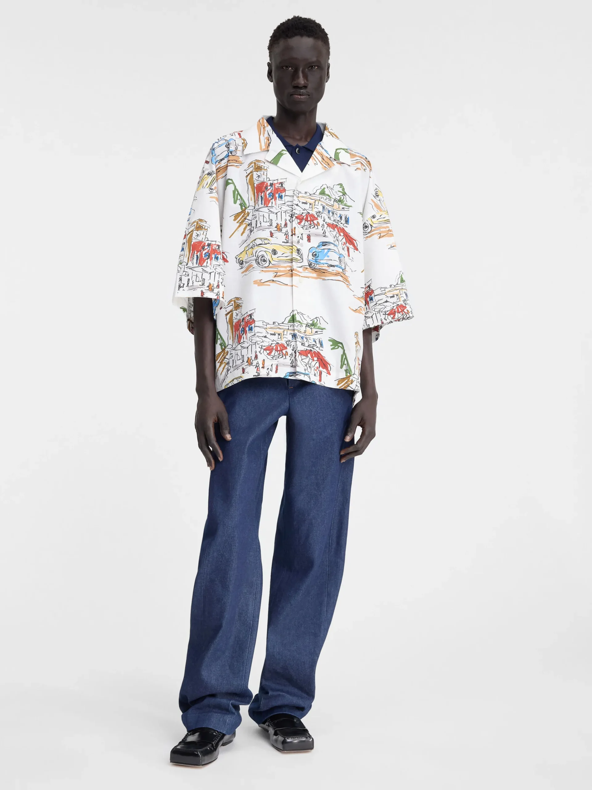 Fashion Jacquemus Het Casaco shirt PrintCapriCarsWhite