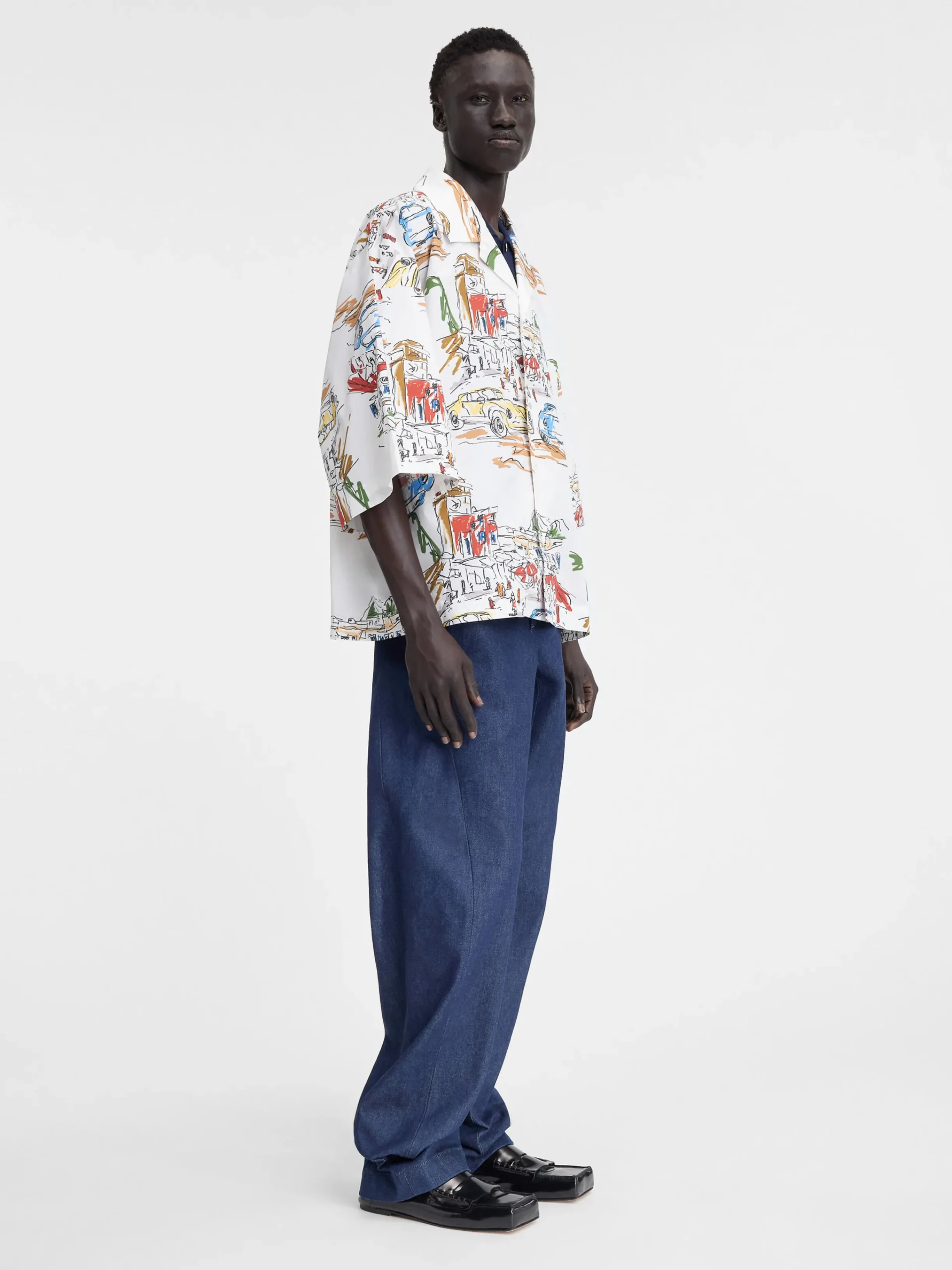 Fashion Jacquemus Het Casaco shirt PrintCapriCarsWhite