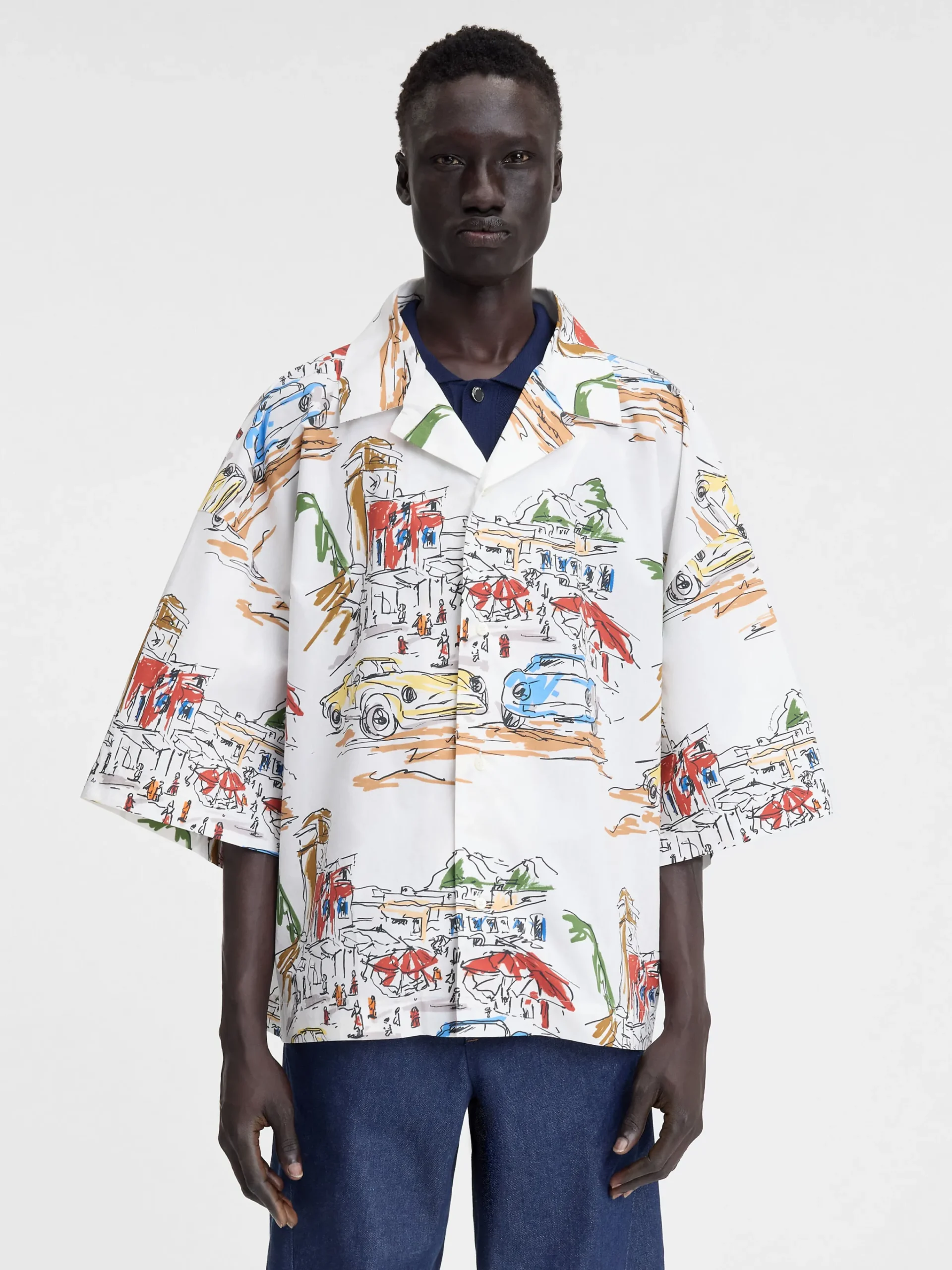 Fashion Jacquemus Het Casaco shirt PrintCapriCarsWhite