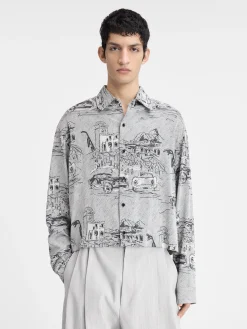 Online Jacquemus Het Corto shirt JacquardCapriCarsGrey