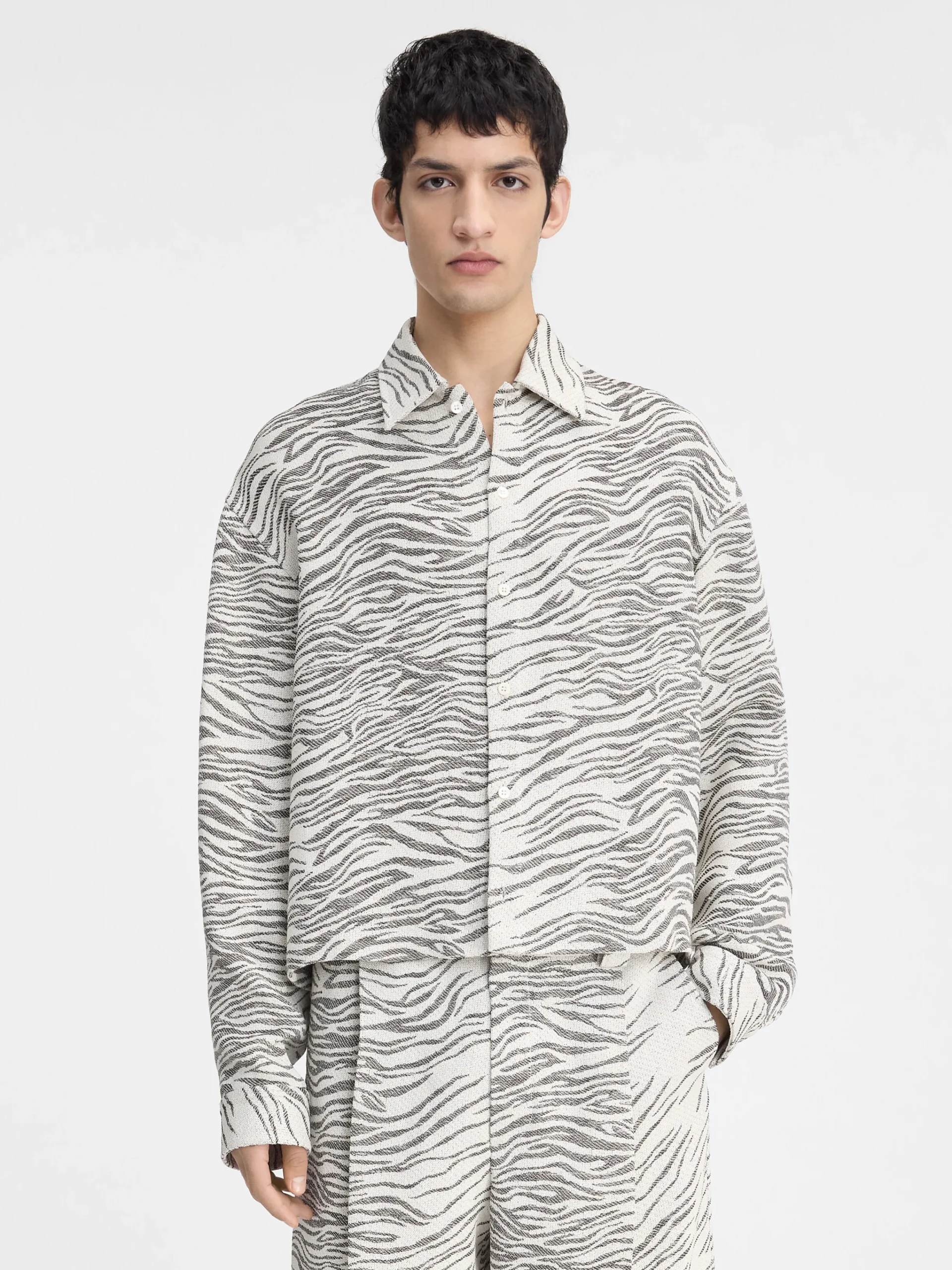Online Jacquemus Het Corto shirt JacquardMottledZebraBlack