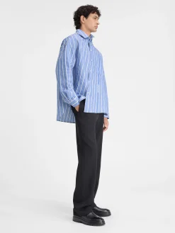 New Jacquemus Het Cuadro shirt JacquardBlue/White