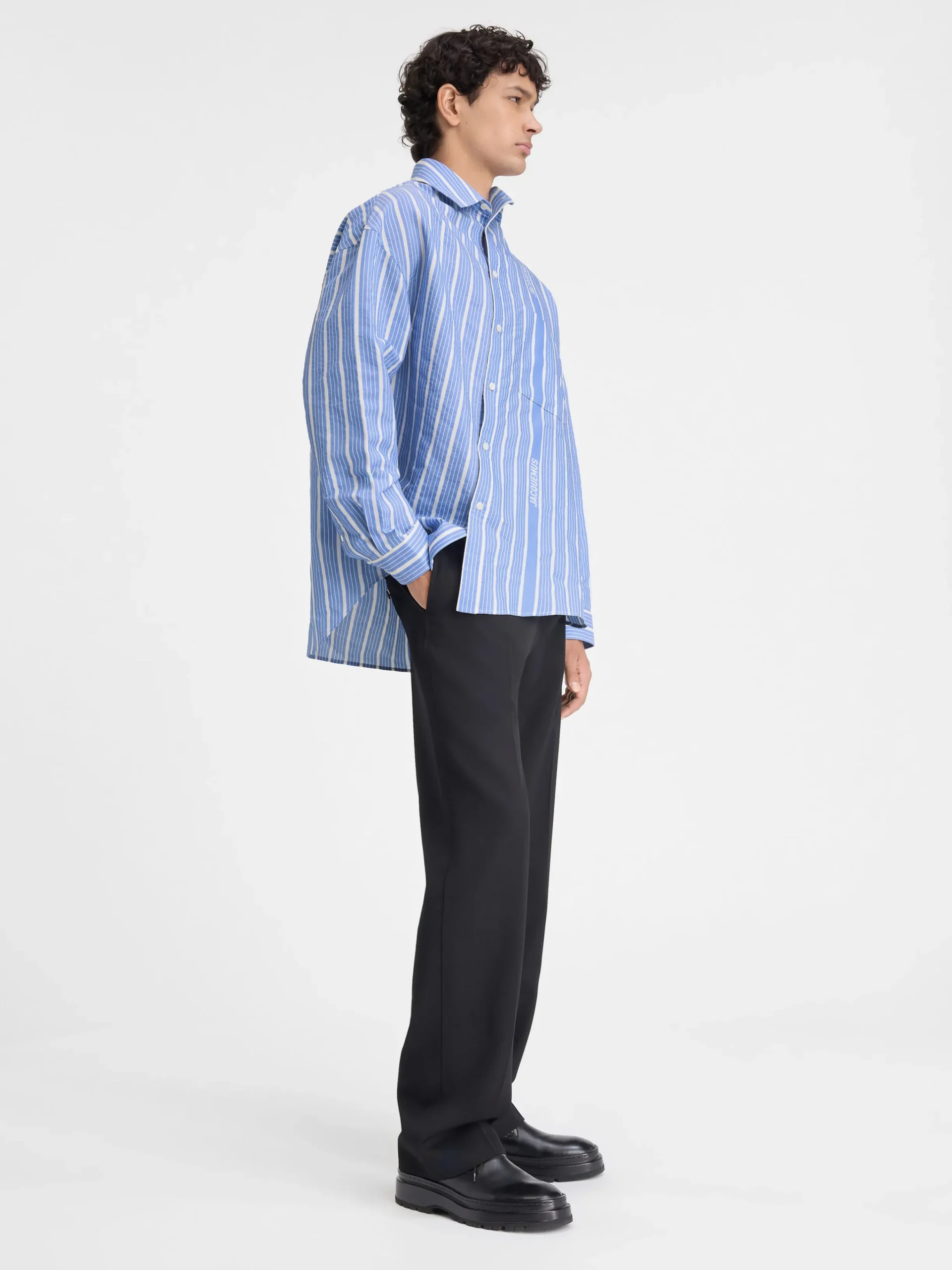 New Jacquemus Het Cuadro shirt JacquardBlue/White