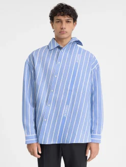 New Jacquemus Het Cuadro shirt JacquardBlue/White
