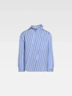 New Jacquemus Het Cuadro shirt JacquardBlue/White