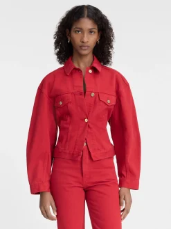 Outlet Jacquemus Het de-N&icirc;mes denim jack Red
