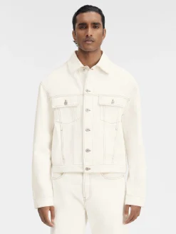 Fashion Jacquemus Het de-N&icirc;mes denim jack Off-white/Tabac