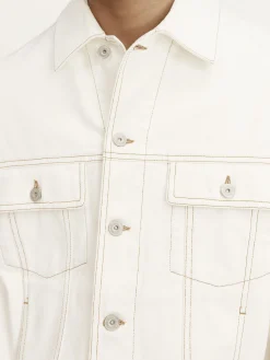 Fashion Jacquemus Het de-N&icirc;mes denim jack Off-white/Tabac