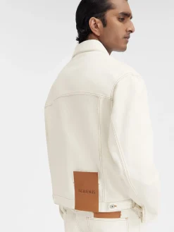 Fashion Jacquemus Het de-N&icirc;mes denim jack Off-white/Tabac