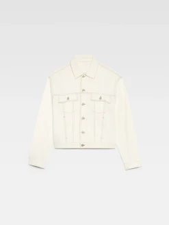 Fashion Jacquemus Het de-N&icirc;mes denim jack Off-white/Tabac