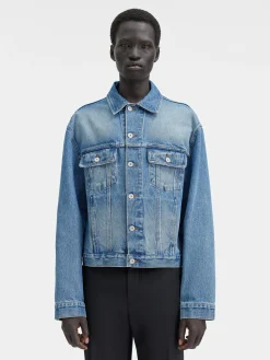 Fashion Jacquemus Het de-N&icirc;mes denim jack Blue/Tabac