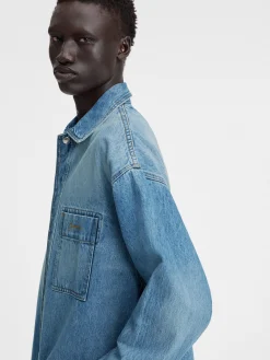 Hot Jacquemus Het de-N&icirc;mes denim shirt Blue/Tabac