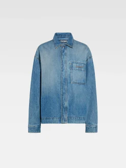 Hot Jacquemus Het de-N&icirc;mes denim shirt Blue/Tabac