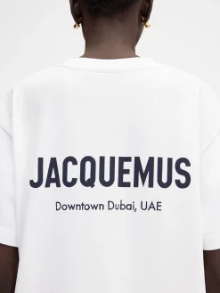 Fashion Jacquemus Het Dubai T-shirt met adres DubaiWhite