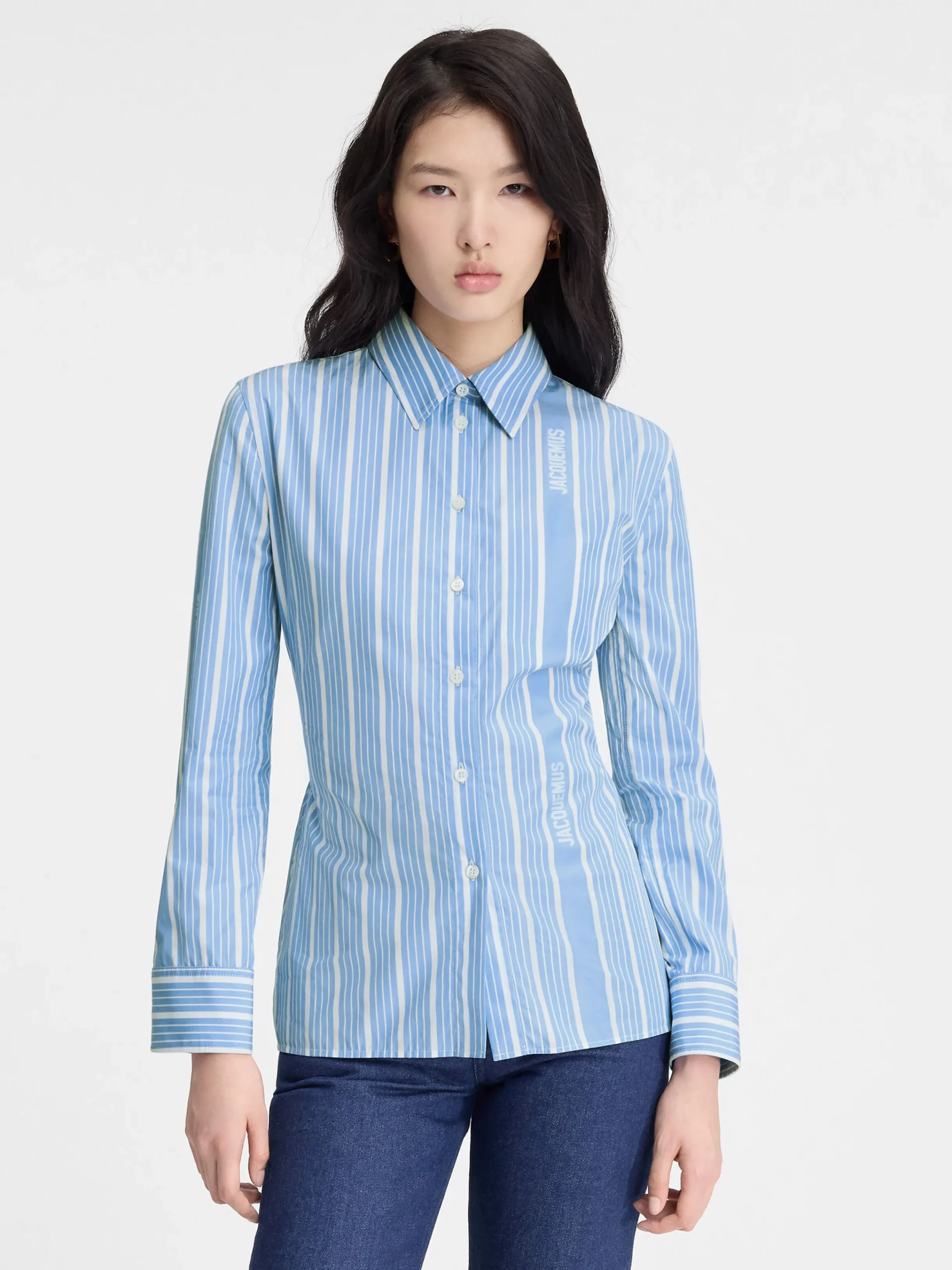 Hot Jacquemus Het formele overhemd JacquardBlue/White