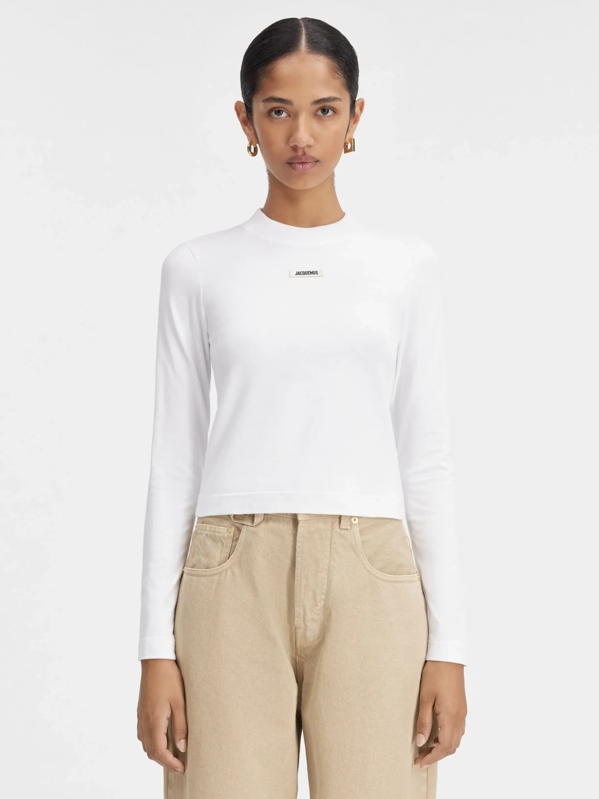 Clearance Jacquemus Het Gros Grain T-shirt met lange mouwen White
