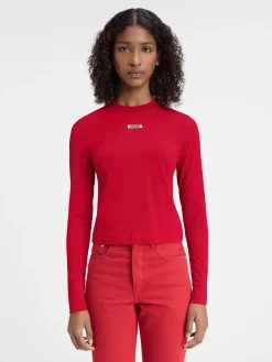 Clearance Jacquemus Het Gros Grain T-shirt met lange mouwen DarkRed
