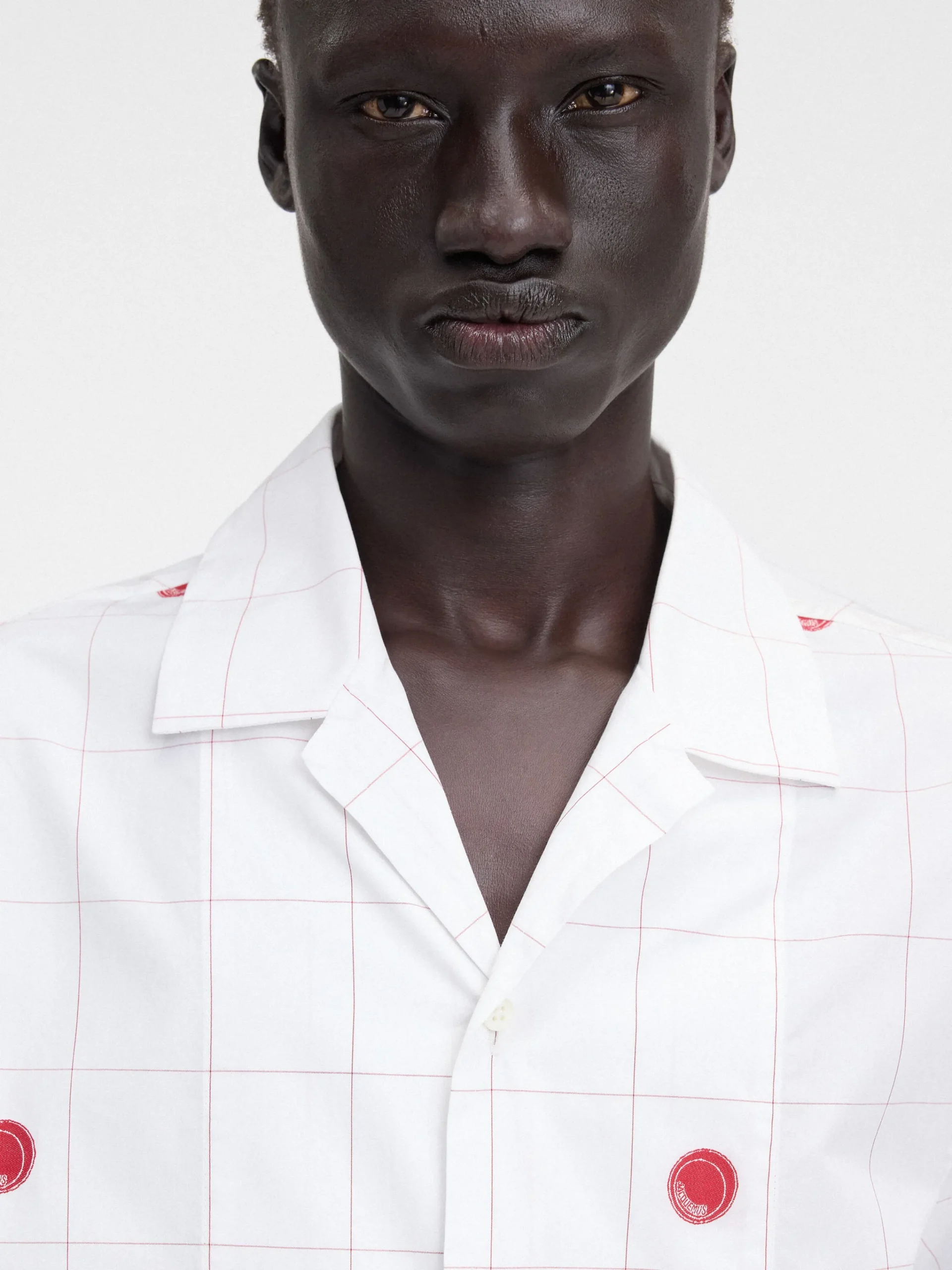 Best Jacquemus Het Jean shirt JacquardLabCheckRedWhite