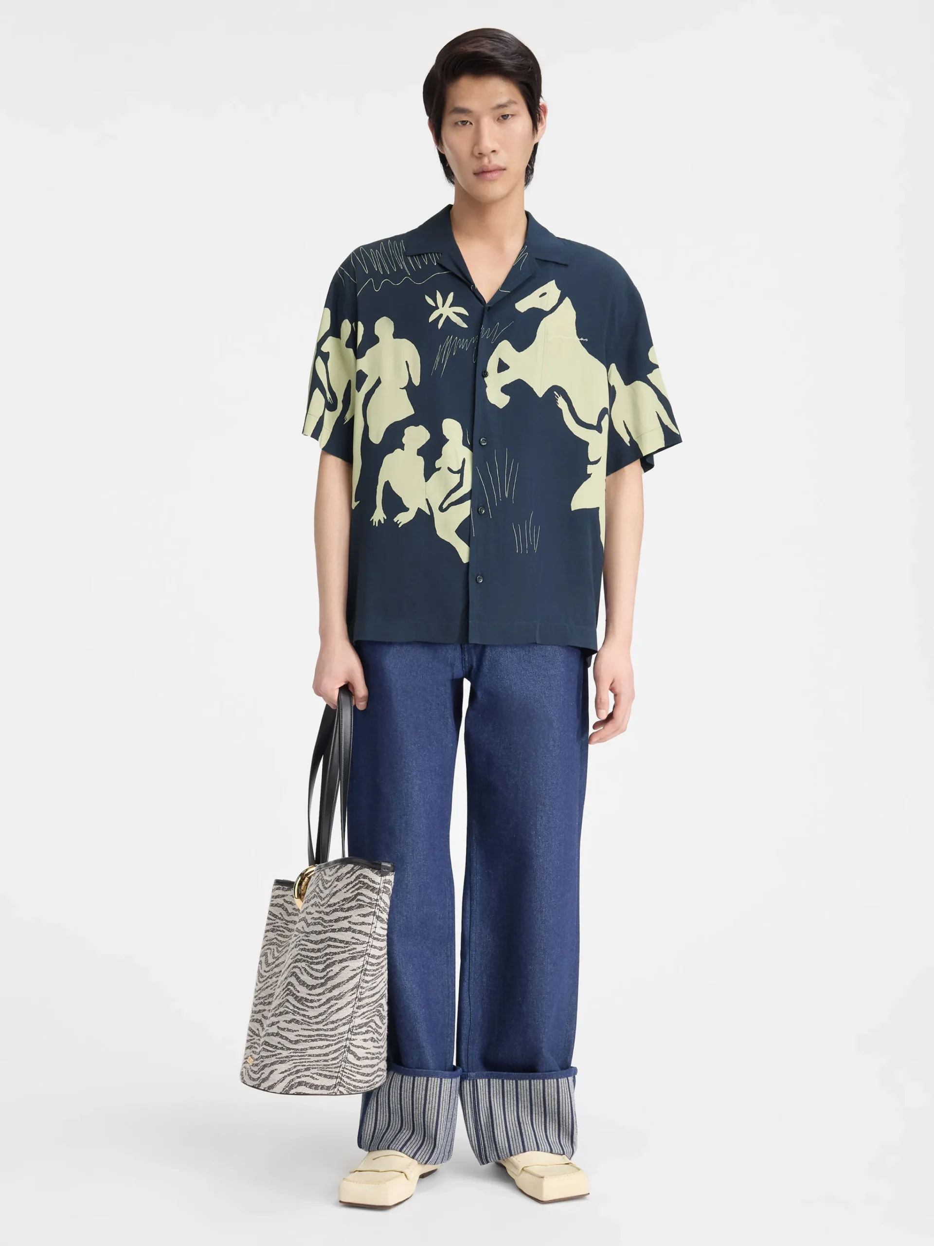 Sale Jacquemus Het Jean shirt PrintHorseSceneNavy