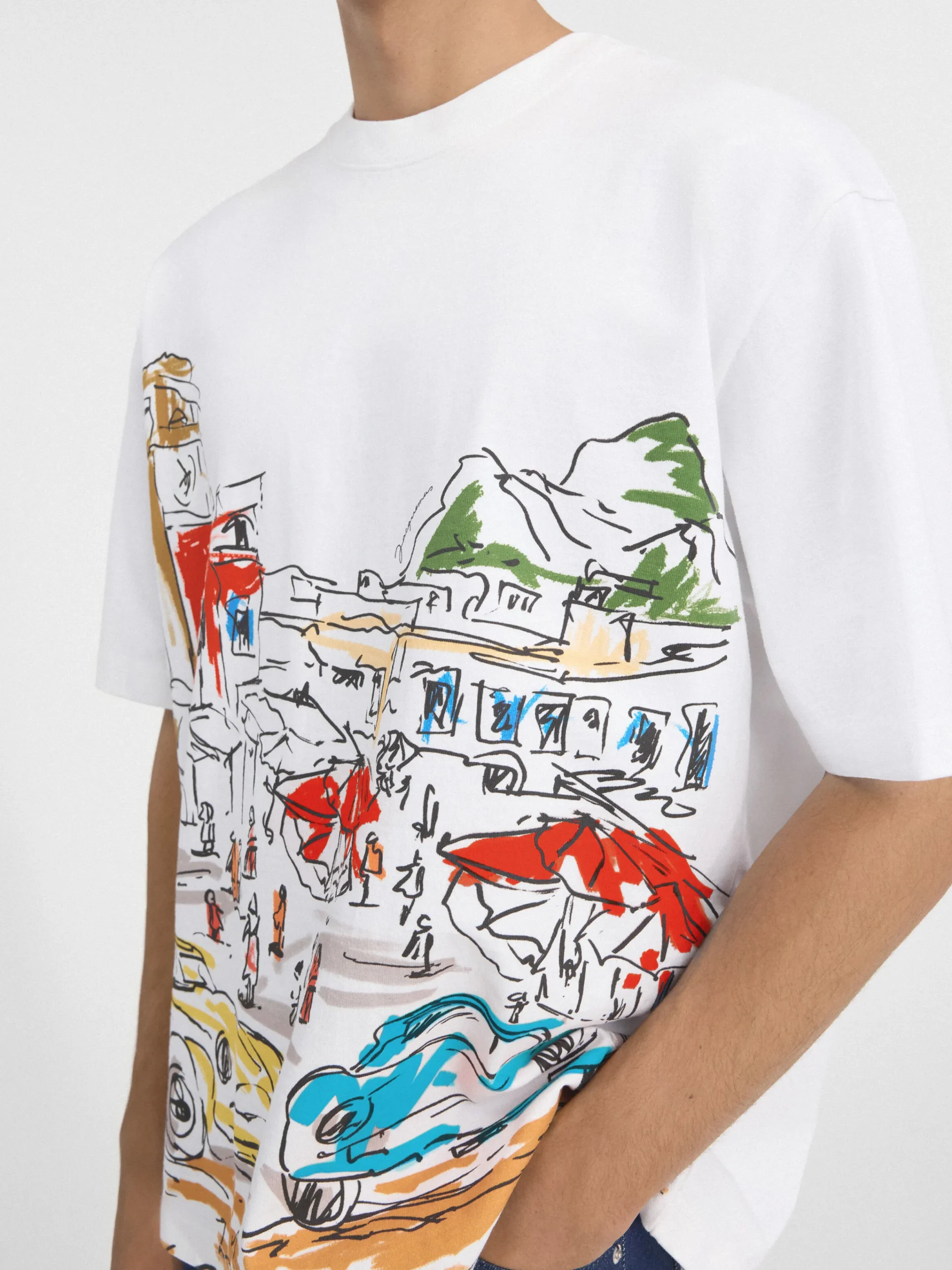 Discount Jacquemus Het Largo T-shirt PrintCapriCarsWhite