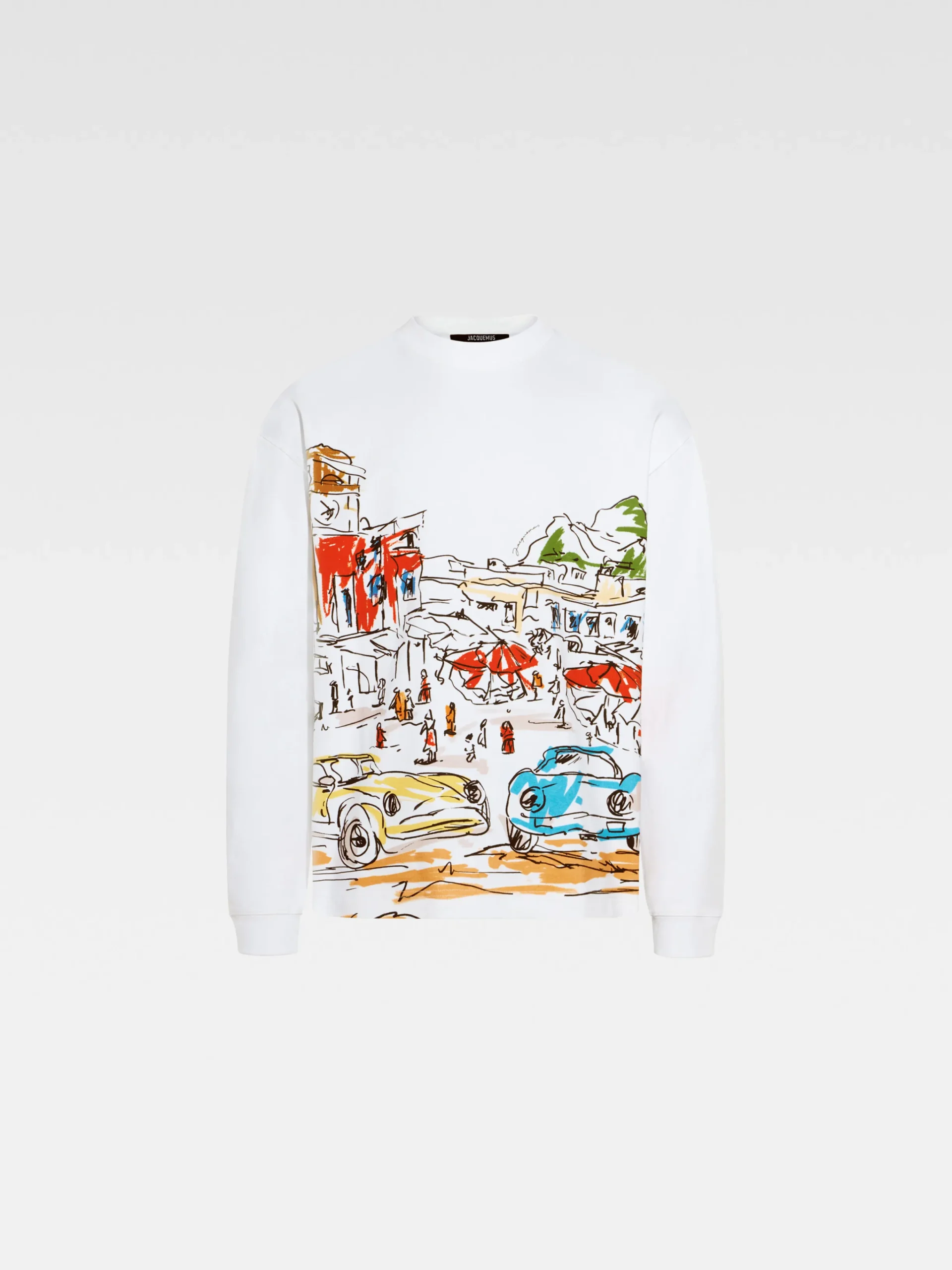 Discount Jacquemus Het Largo T-shirt met lange mouwen PrintCapriCarsWhite
