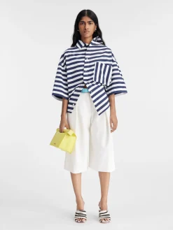 Best Jacquemus Het Pablo shirt met korte mouwen PrintWhite&BlueStripes