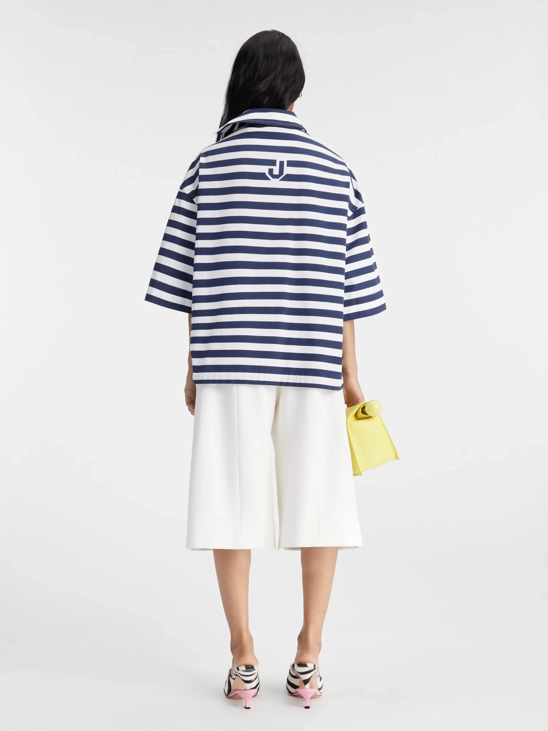 Best Jacquemus Het Pablo shirt met korte mouwen PrintWhite&BlueStripes