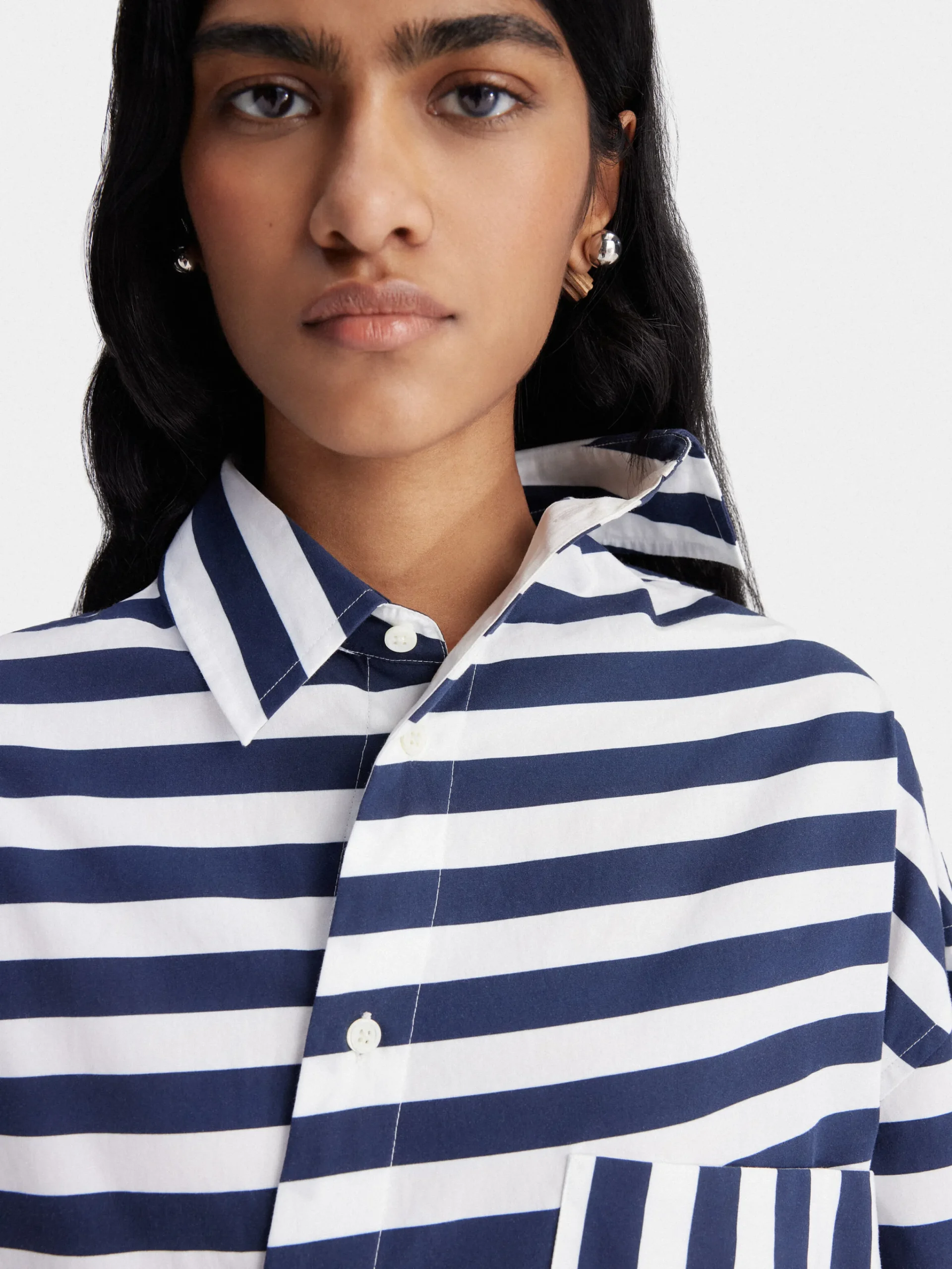 Best Jacquemus Het Pablo shirt met korte mouwen PrintWhite&BlueStripes