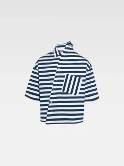 Best Jacquemus Het Pablo shirt met korte mouwen PrintWhite&BlueStripes
