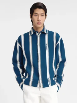 Fashion Jacquemus Het Papier shirt JacquardLogoStripesWhite