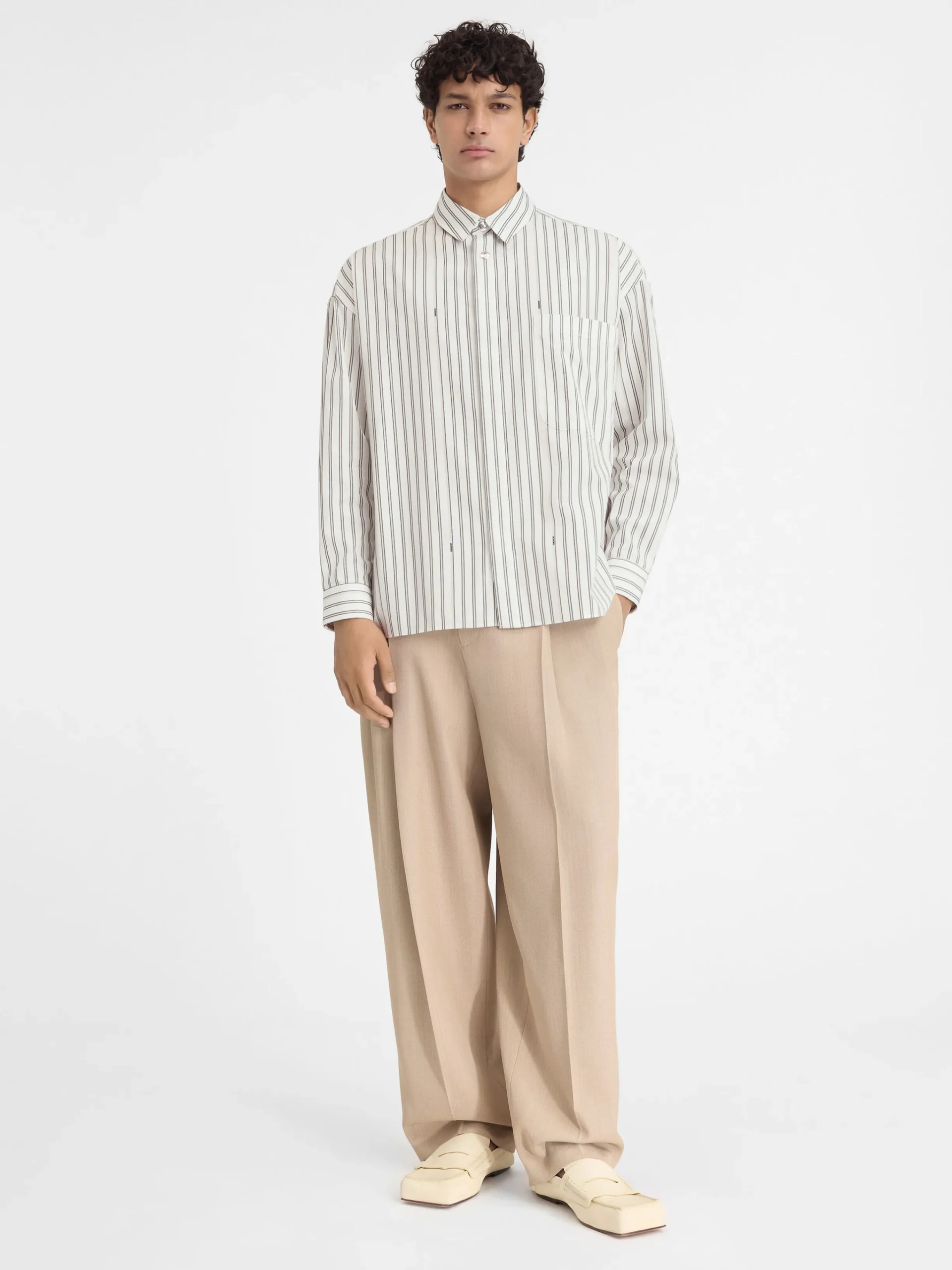 Outlet Jacquemus Het shirt met lange mouwen PrintBeigeStrip