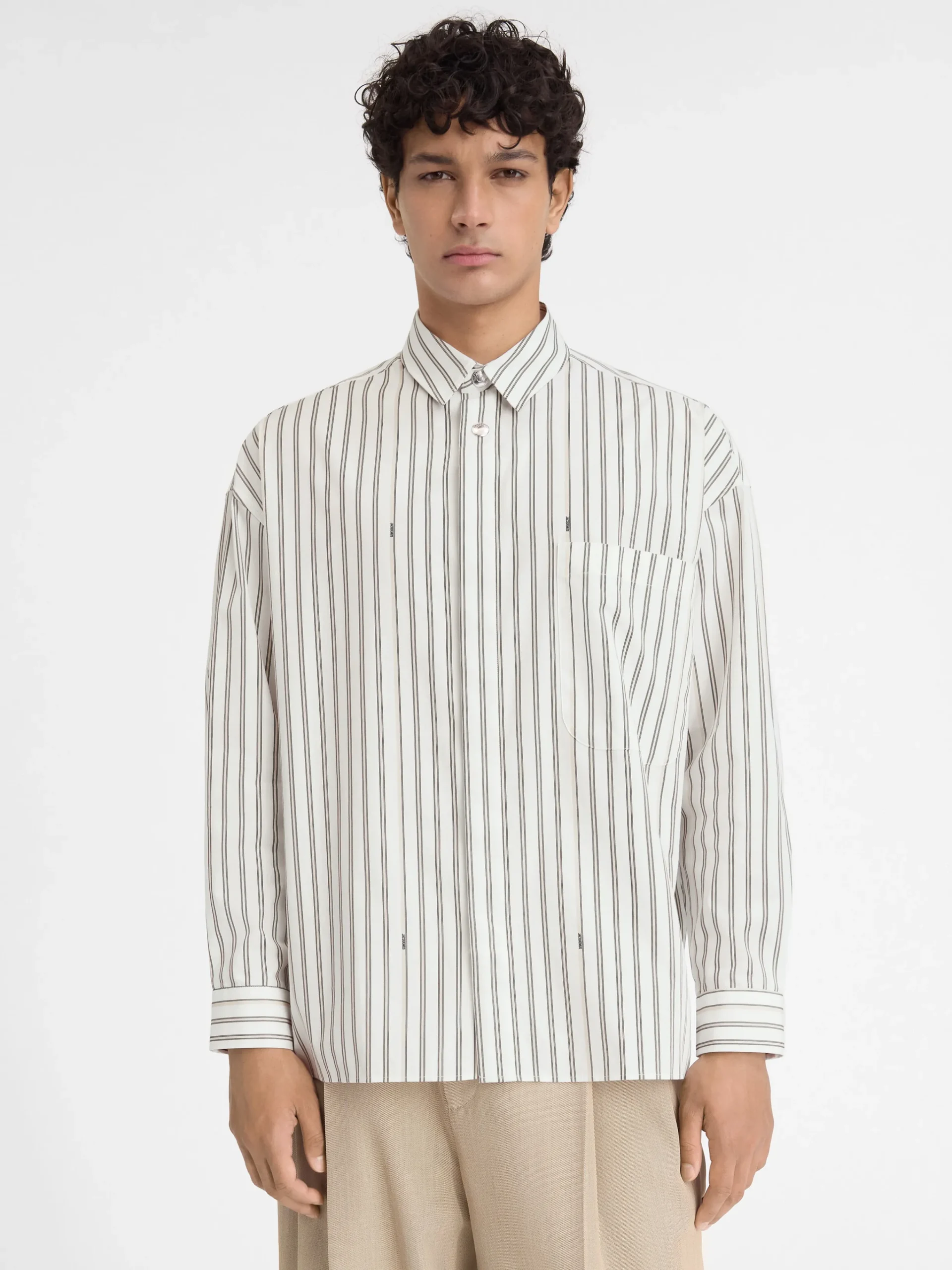 Outlet Jacquemus Het shirt met lange mouwen PrintBeigeStrip
